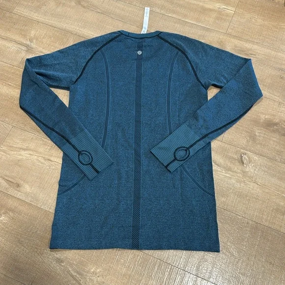 Lululemon Swiftly Tech Long Sleeve Crew Black / Desert Teal Size 10 - Picture 13 of 14
